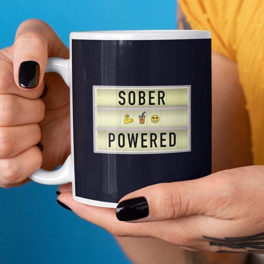 Sober-Powered sober mug, 11oz15oz, sober gift, Sobriety gift for women, AA gift,