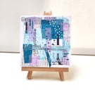 unique Original work on canvas, Blues and lilac, Small Abstract Artwork