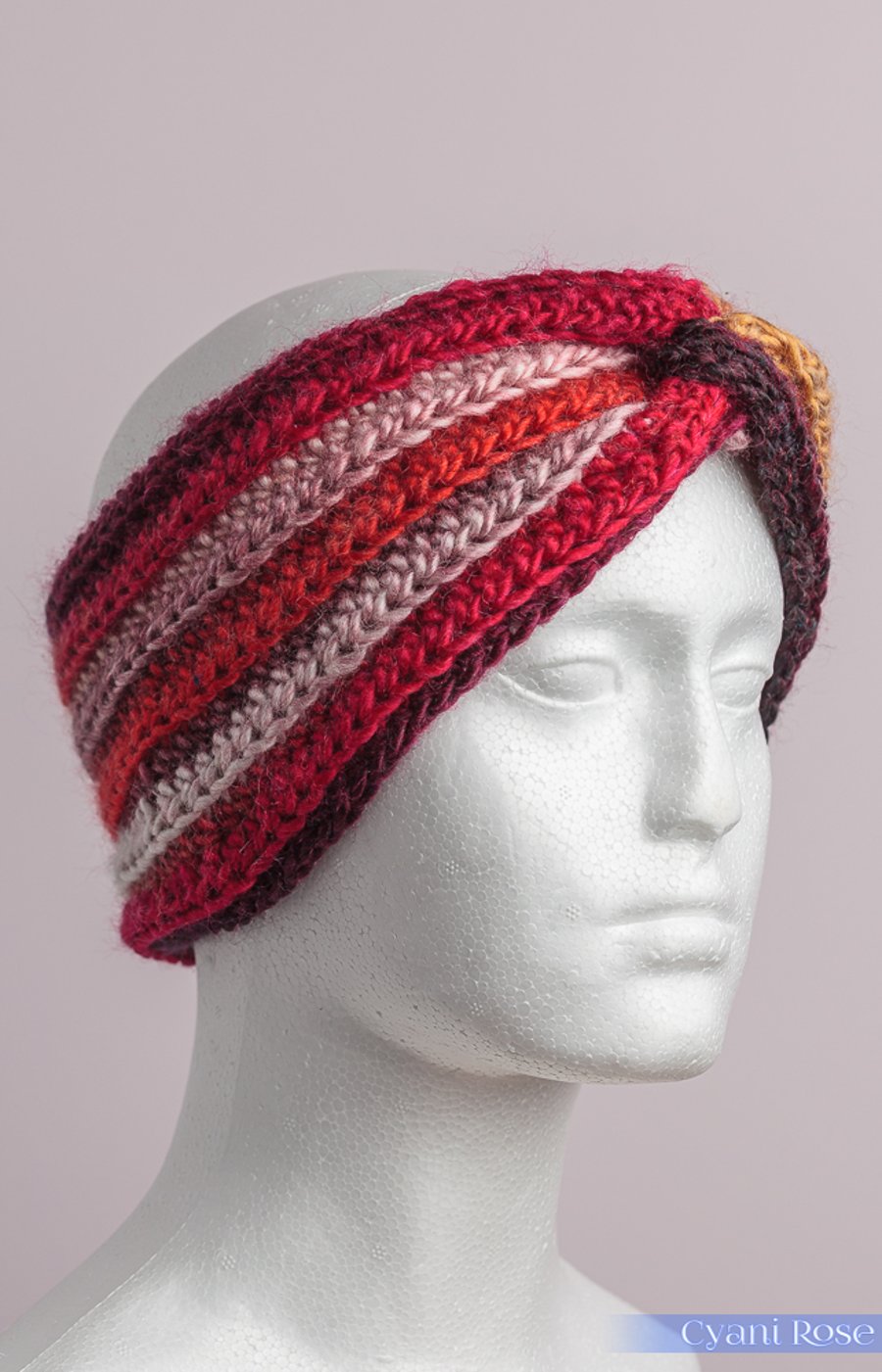 Earwarmer headband handmade crochet in variegated Autumn colours