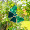 Stained Glass Butterfly Suncatcher - Handmade Decoration - Turquoise 