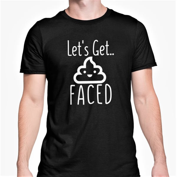 Let's Get Poo Faced Emoji T Shirt Novelty Funny Gift Joke Lad Present Stag Do 