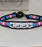 Trans ally bead and black leather bracelet with button fastener, LGBTQ  - Image 1