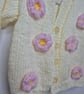 Crochet flower baby girl cardigan, hand knitted - newborn baby gifts - Image 3