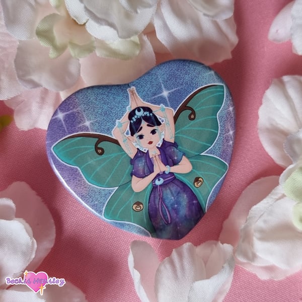 Moon Goddess Heart Button Badge - Button Badges - Accessories
