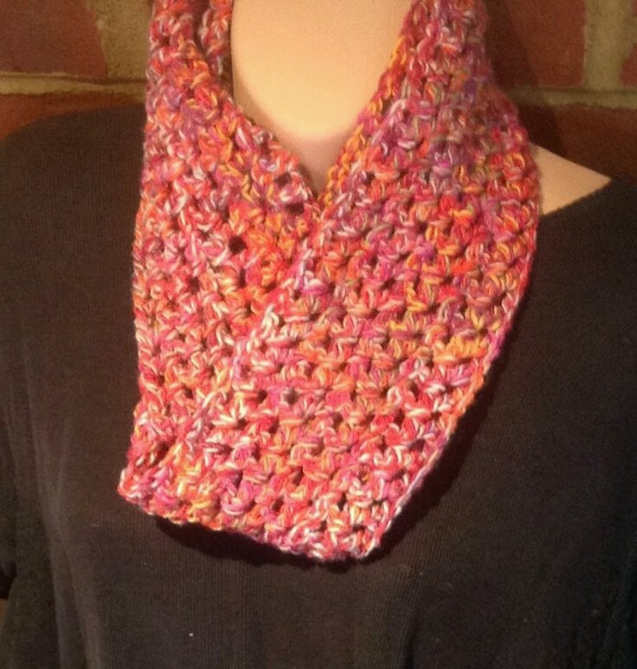 Crocheted scarf-snood