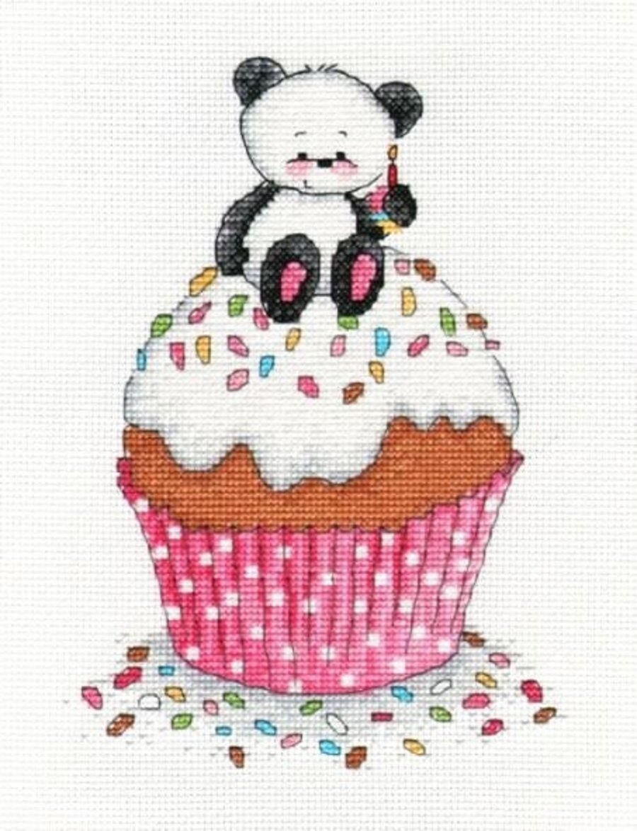 Party Paws Bamboo's cup cake cross stitch chart