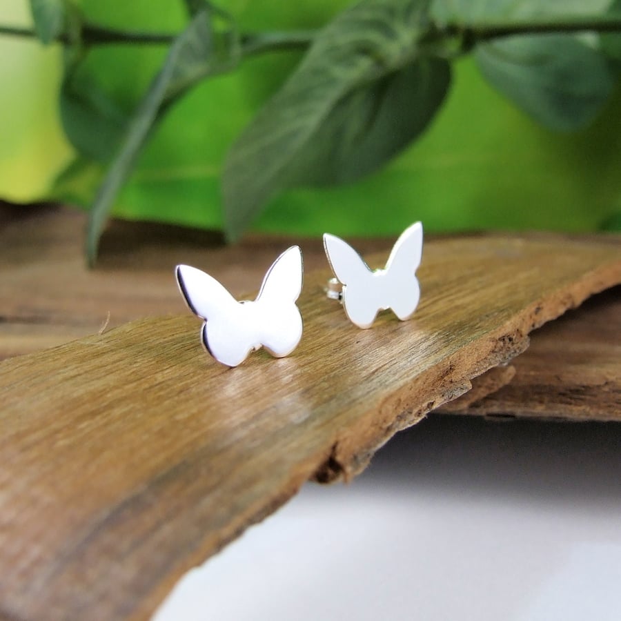 Sterling Silver Butterfly Stud Earrings 