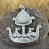 Hare Viking Ship Pendant with Moonstone