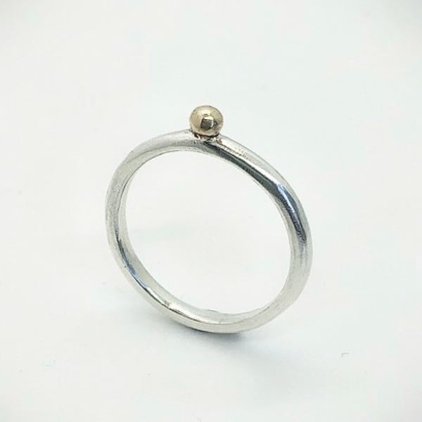 Gold Dot Ring, gold bubble ring, dainty ring, mixed metals ring, stacking ring, 