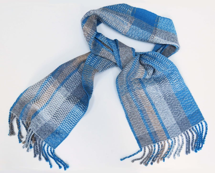 Handwoven blue scarf