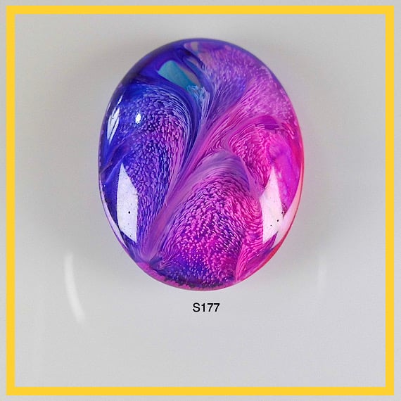Small Oval Pink & Blue Cabochon, hand made, Unique, Resin Jewelry - S177