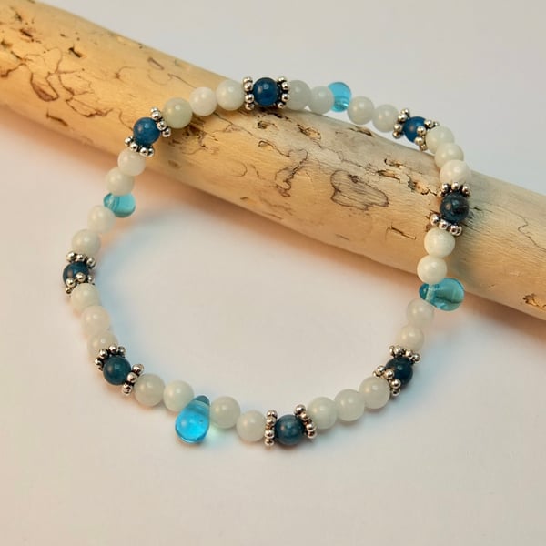 Aquamarine, Apatite And Blue Glass Bracelet - Seconds Sunday