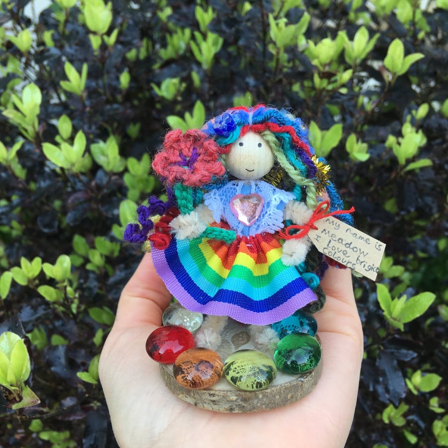 Rainbow Fairy Doll Ornament, Flower Fairy Decoration