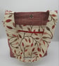 Cream leaf embroidered tote bag with pockets.  - Image 6
