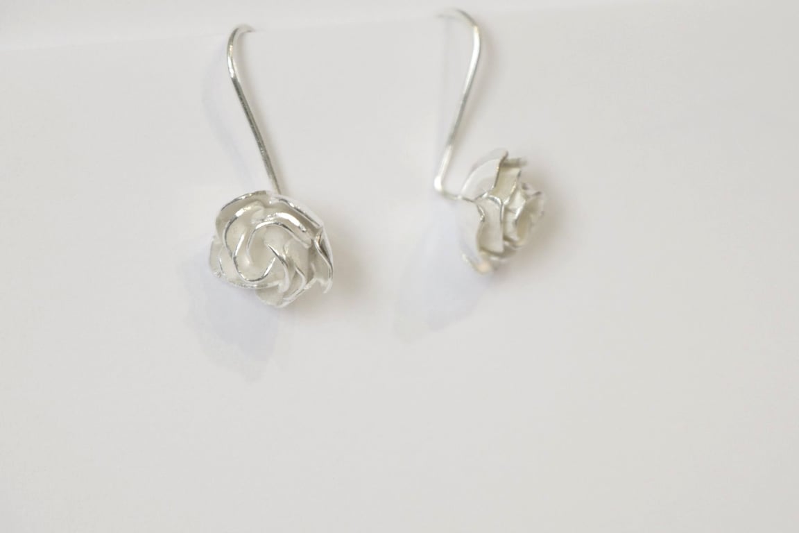 Sterling Silver Rose Earrings Handmade