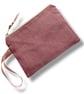 Dusty Pink Linen Lotus Flower Zip-Up Pouch - Image 2