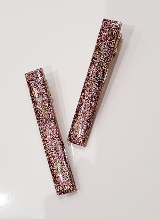 Rose Gold Glitter Hair Clips