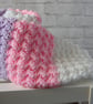 Baby blanket, pink lilac white, 32" x 24" approx, - Image 8