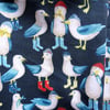 Seagull fabric. Cotton remnants.  Four good size pieces.