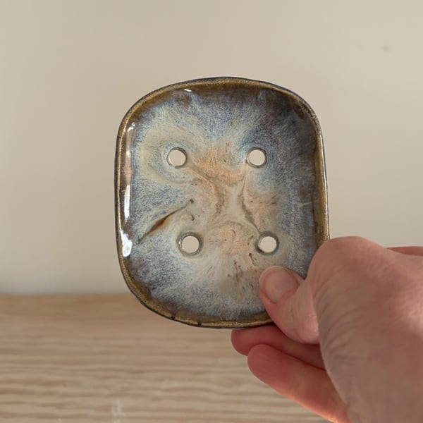 Handmade ceramic soap dish, self draining rectangular soap dish