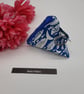Pyramid keyring coin purse in blue fish fabric.  Free uk delivery.   - Image 1
