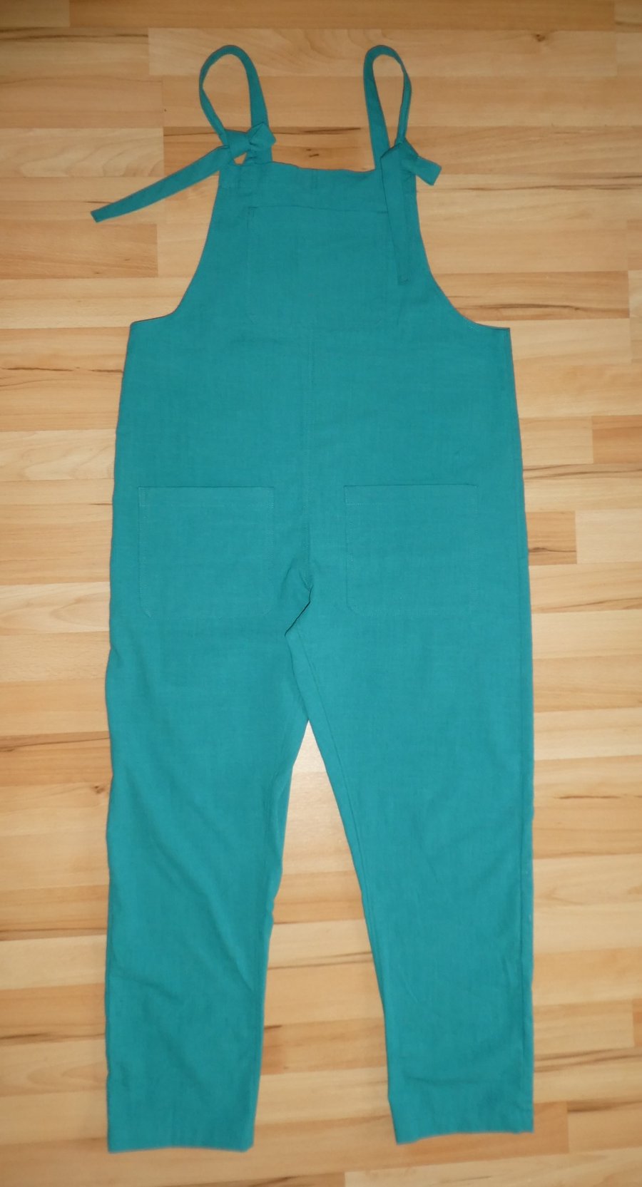 Linen Dungarees in Teal Green. Womens Dungarees Size Medium. Dungarees