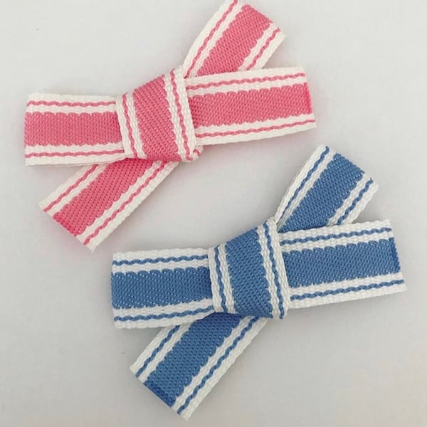 Set of two large ticking stripe bows