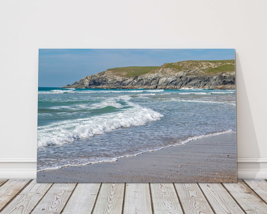 Holywell Bay, Cornwall. Canvas picture print. 14"x10"(18mm depth)
