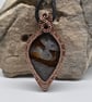 Wire Woven Rock Chalcedony and Copper Unisex Pendant - Image 7