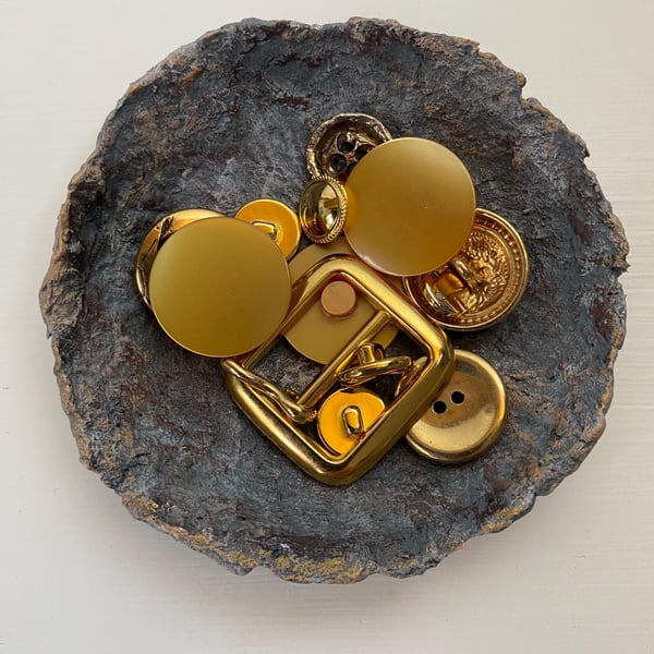 Faux Stone Pin Dish (no5): Recycled Paper Mache Ring Bowl