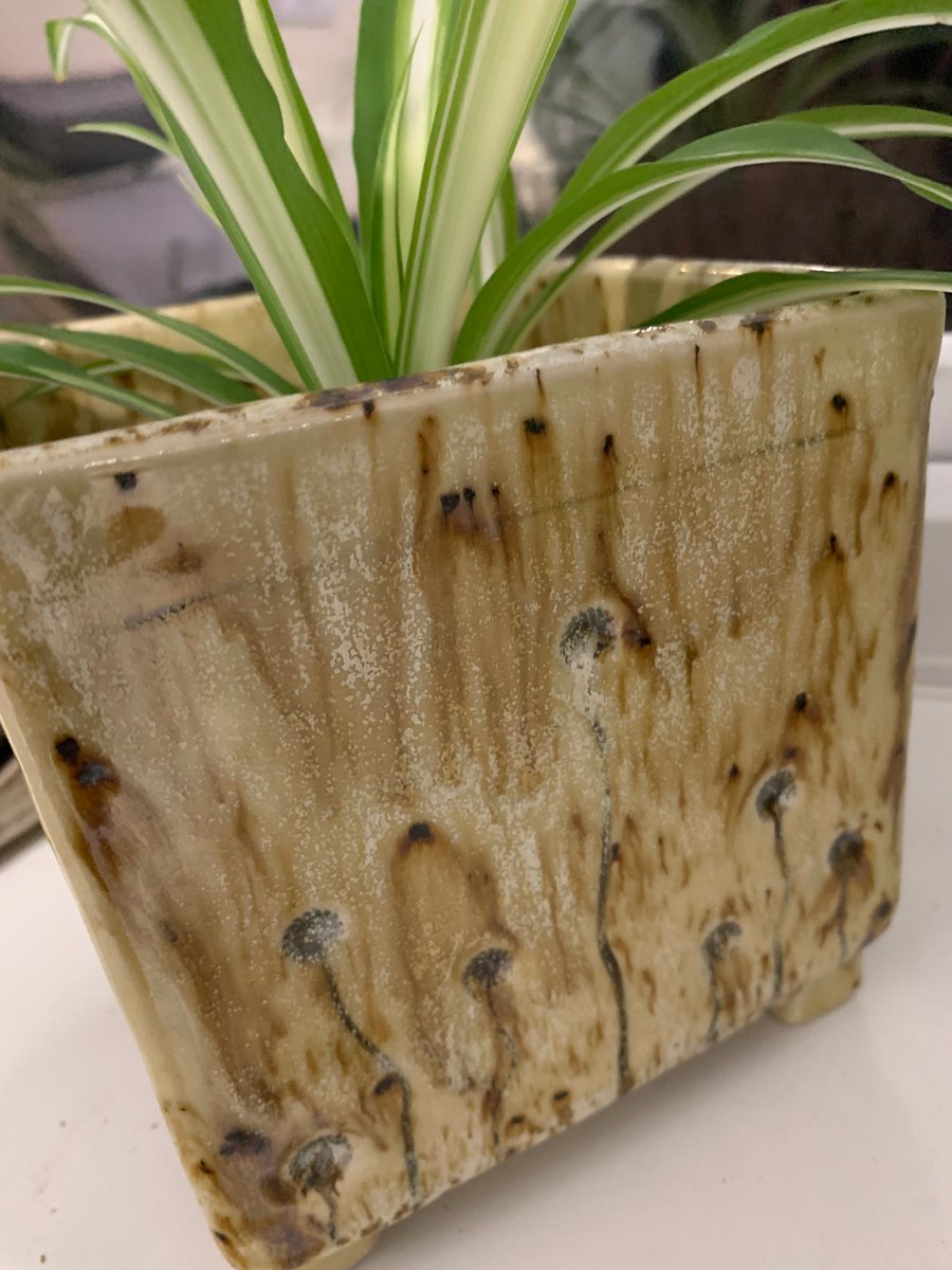 Square planter with unusual glaze effect