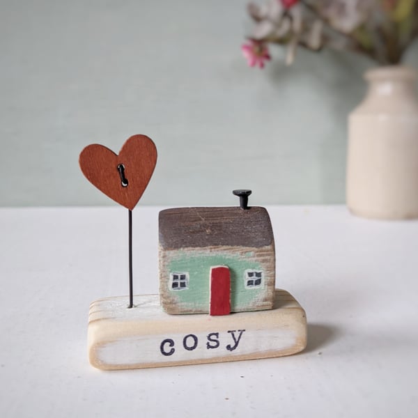 Little Wooden Handmade House and Base in a Bag - cosy