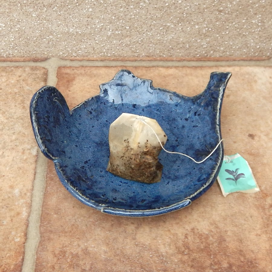 Tea bag dish in stoneware pottery teabag plate