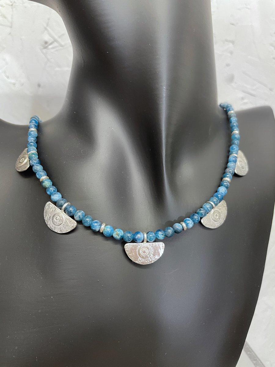 Silver and blue apatite Ulu necklace