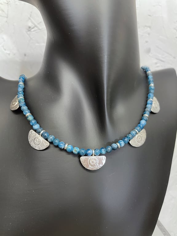 Silver and blue apatite Ulu necklace