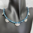 Silver and blue apatite Ulu necklace