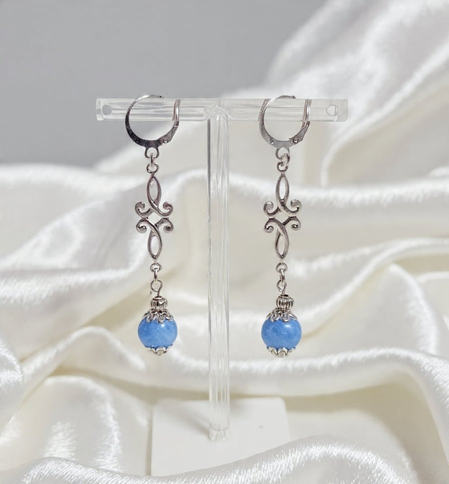 Agate Earrings Blue Lace 