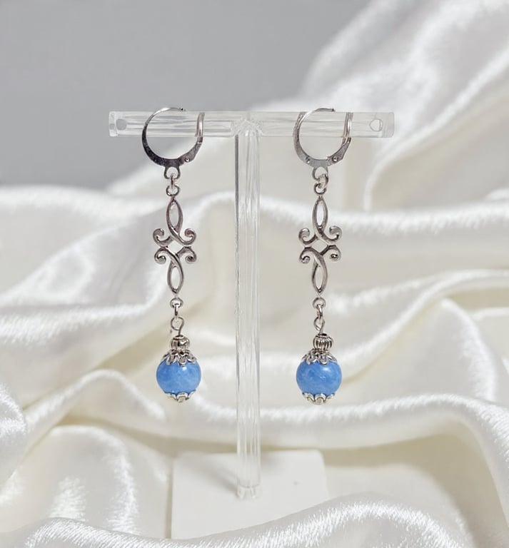 Agate Earrings Blue Lace 