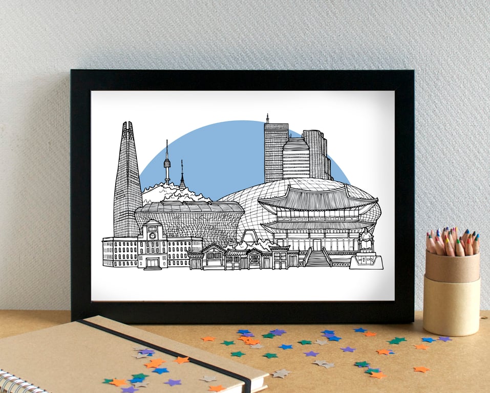 Seoul Skyline Travel Art Print