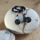 Stylish bead earrings with stainless steel huggie hoops