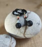 Stylish bead earrings with black huggie hoops