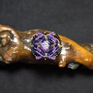 Purple Black Glass Adjustable Ring