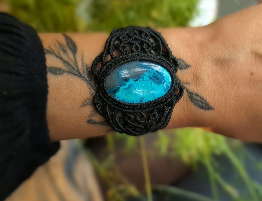 Shattuckite Macrame Bracelet One of a Kind Handwoven Jewellery Handwoven macrame
