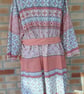 Ladies dressing gown kimono bath robe salmon pink grey upcycled summer robe - Image 2