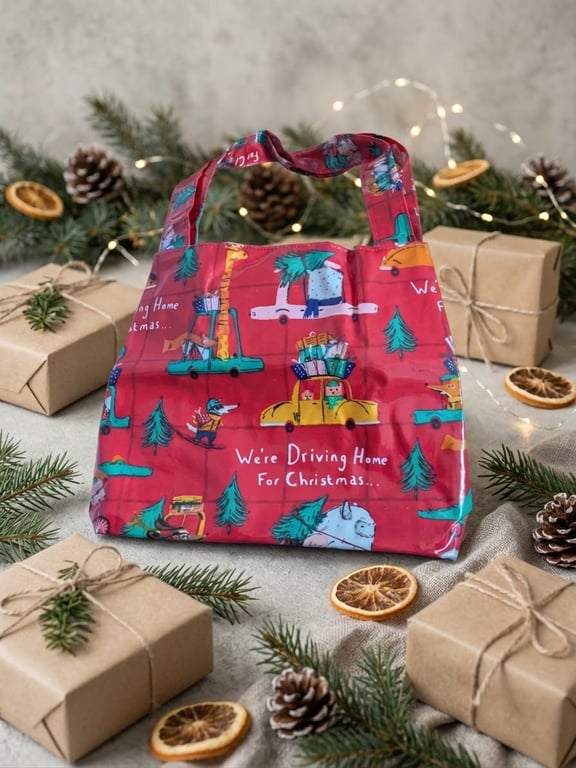 Driving home for Christmas shoulder tote shopping bag 