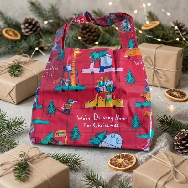 Driving home for Christmas shoulder tote shopping bag 
