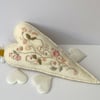 Hand embroidered heart, wall decor hanging heart in scandi style