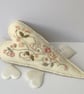 Hand embroidered heart, wall decor hanging heart in scandi style