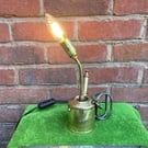 Steampunk Brass Table Lamp, Repurposed Antique Brass Blowlamp