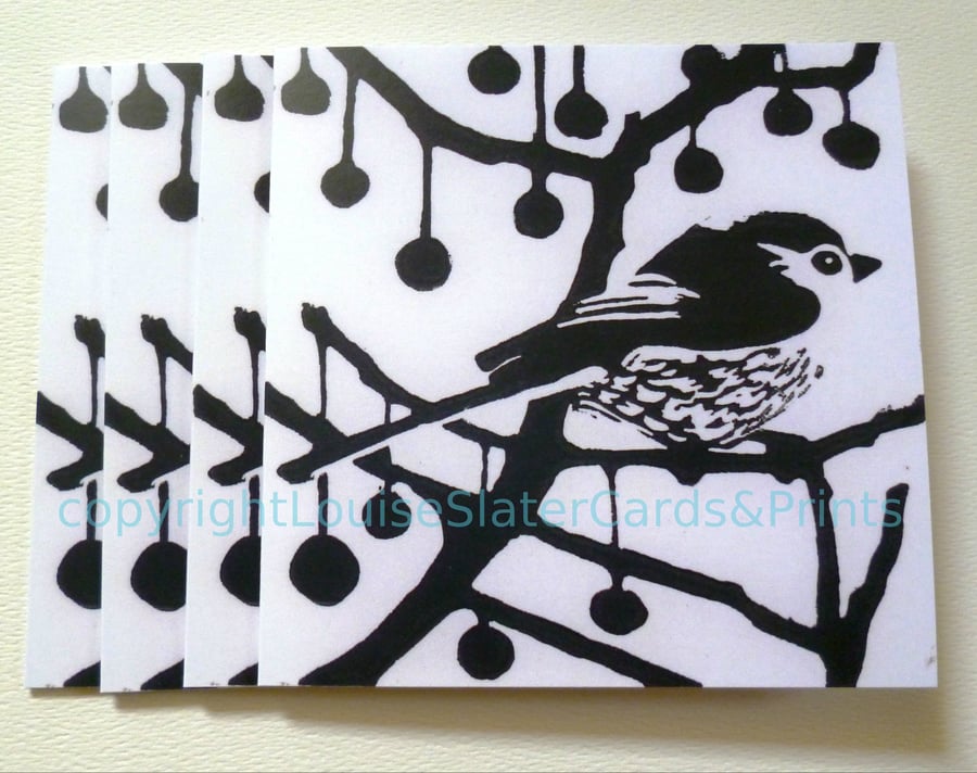 Black & White Longtail Greetings Card